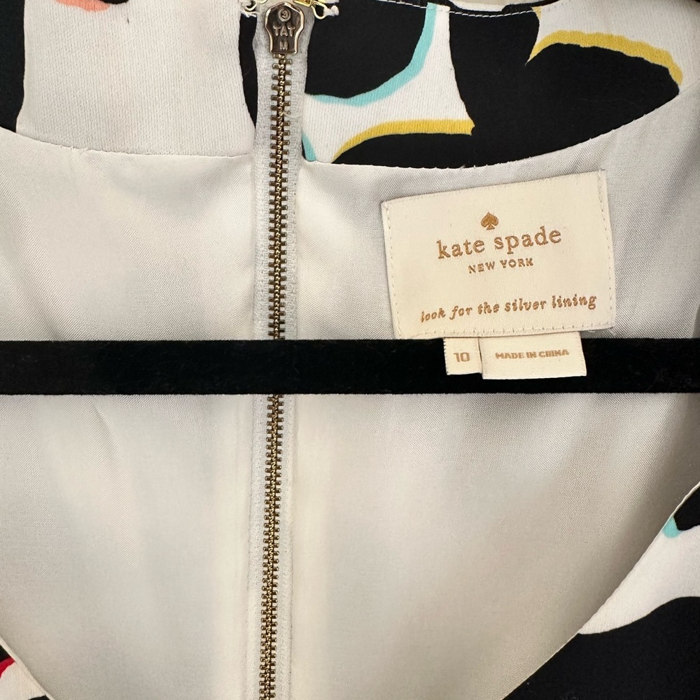 Kate Spade Black and White Butterfly Midi Dress Size 10 - Picture 6 of 13